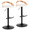 Grotto Contemporary Adjustable Barstool with Swivel in Black Metal, Zebra Wood and White Faux Leather with Rounded T Footrest- Set of 2 — pair view