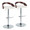 Grotto Contemporary Adjustable Barstool with Swivel in Chrome Metal, Mahogany Wood and White Faux Leather with Rounded T Footrest- Set of 2 — pair view