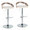 Grotto Contemporary Adjustable Barstool in Chrome Metal, Light Grey Wood, and White Faux Leather with Rounded T Footrest- Set of 2 — pair view