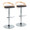 Grotto Contemporary Adjustable Barstool with Swivel in Chrome Metal, Natural Wood and Brown Faux Leather with Rounded T Footrest- Set of 2 — pair view