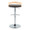 Grotto Contemporary Adjustable Barstool with Swivel in Chrome Metal, Natural Wood and Brown Faux Leather with Rounded T Footrest- Set of 2 — back view
