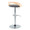Grotto Contemporary Adjustable Barstool with Swivel in Chrome Metal, Natural Wood and Grey Faux Leather with Rounded T Footrest- Set of 2 — rear three-quarter view