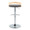 Grotto Contemporary Adjustable Barstool with Swivel in Chrome Metal, Natural Wood and Grey Faux Leather with Rounded T Footrest- Set of 2 — back view