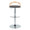 Grotto Contemporary Adjustable Barstool with Swivel in Chrome Metal, Natural Wood and Grey Faux Leather with Rounded T Footrest- Set of 2 — front view