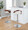 Grotto table in Chrome Metal, Walnut Wood, Cream PU, featuring swivel and adjustable height