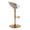 Grotto Contemporary Adjustable Barstool with Swivel in Gold Metal, Light Grey Wood, and White Faux Leather with Rounded T Footrest- Set of 3 — side view