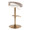 Grotto Contemporary Adjustable Barstool with Swivel in Gold Metal, Light Grey Wood, and White Faux Leather with Rounded T Footrest- Set of 3 — rear three-quarter view