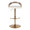 Grotto Contemporary Adjustable Barstool with Swivel in Gold Metal, Light Grey Wood, and White Faux Leather with Rounded T Footrest- Set of 3 — front view