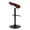 Grotto Contemporary Adjustable Barstool with Swivel in Black Metal, Mahogany Wood and White Faux Leather with Rounded T Footrest- Set of 3 — rear three-quarter view