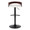 Grotto Contemporary Adjustable Barstool with Swivel in Black Metal, Mahogany Wood and White Faux Leather with Rounded T Footrest- Set of 3 — back view