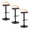 Grotto Contemporary Adjustable Barstool with Swivel in Black Metal, Natural Wood and Brown Faux Leather with Rounded T Footrest- Set of 3 — pair view