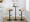 Grotto Contemporary Adjustable Barstool with Swivel in Black Metal, Natural Wood and Brown Faux Leather with Rounded T Footrest- Set of 3 — lifestyle photo 3