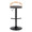 Grotto Contemporary Adjustable Barstool with Swivel in Black Metal, Natural Wood and Grey Faux Leather with Rounded T Footrest- Set of 3 — front view
