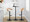 Grotto table in Black Metal, Zebra Wood, White PU, featuring swivel and adjustable height
