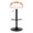 Grotto table in Black Metal, Zebra Wood, White PU, front view, featuring swivel and adjustable height
