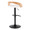 Grotto Contemporary Adjustable Barstool with Swivel in Black Metal, Zebra Wood and White Faux Leather with Rounded T Footrest- Set of 3 — rear three-quarter view