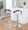 Grotto table in Chrome Metal, Mahogany Wood, White PU, featuring swivel and adjustable height
