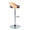 Grotto table in Chrome Metal, Natural Wood, Brown PU, side view, featuring swivel and adjustable height