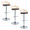 Grotto table in Chrome Metal, Natural Wood, Brown PU, coordinated set view, featuring swivel and adjustable height