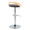 Grotto table in Chrome Metal, Natural Wood, Brown PU, back and side view, featuring swivel and adjustable height