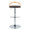 Grotto table in Chrome Metal, Natural Wood, Brown PU, front view, featuring swivel and adjustable height