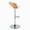 Grotto Contemporary Adjustable Barstool with Swivel in Chrome Metal, Zebra Wood and White Faux Leather with Rounded T Footrest- Set of 3 — side view