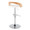 Grotto Contemporary Adjustable Barstool with Swivel in Chrome Metal, Zebra Wood and White Faux Leather with Rounded T Footrest- Set of 3 — rear three-quarter view