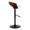 Grotto Contemporary Adjustable Barstool with Swivel in Black Metal, Mahogany Wood and White Faux Leather with Straight T Footrest- Set of 2 — side view