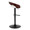 Grotto Contemporary Adjustable Barstool with Swivel in Black Metal, Mahogany Wood and White Faux Leather with Straight T Footrest- Set of 2 — rear three-quarter view