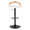 Grotto table in Black Metal, Zebra Wood, White PU, front view, featuring swivel and adjustable height
