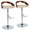 Grotto Mid-Century Modern Adjustable Barstool with Swivel in Chrome Metal, Walnut Wood and Cream Faux Leather with Straight T Footrest- Set of 2 — pair view
