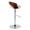 Grotto Mid-Century Modern Adjustable Barstool with Swivel in Chrome Metal, Walnut Wood and Cream Faux Leather with Straight T Footrest- Set of 2 — side view