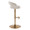 Grotto table in Gold Metal, Oat Noise Fabric, side view, featuring swivel and adjustable height