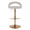 Grotto table in Gold Metal, Oat Noise Fabric, front view, featuring swivel and adjustable height