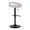 Grotto Upholstered Contemporary Adjustable Barstool in Black Metal and Oat Noise Fabric with Rounded T Footrest — rear three-quarter view