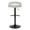 Grotto Upholstered Contemporary Adjustable Barstool in Black Metal and Oat Noise Fabric with Rounded T Footrest — back view