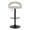 Grotto Upholstered Contemporary Adjustable Barstool in Black Metal and Oat Noise Fabric with Rounded T Footrest — front view