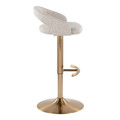 Grotto table in Gold Metal, Oat Noise Fabric, side view, featuring swivel and adjustable height