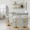 Grotto Upholstered Contemporary Adjustable Barstool in Gold Metal and Oat Noise Fabric with Rounded T Footrest- Set of 2 — lifestyle photo 1