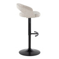 Grotto table in Black Metal, Oat Noise Fabric, side view, featuring swivel and adjustable height