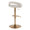 Grotto table in Gold Metal, Oat Noise Fabric, back and side view, featuring swivel and adjustable height