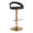 Grotto Upholstered Contemporary Adjustable Barstool in Gold Metal and Black Faux Leather with Rounded T Footrest — product view