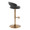 Grotto Upholstered Contemporary Adjustable Barstool in Gold Metal and Black Faux Leather with Rounded T Footrest — side view