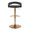 Grotto Upholstered Contemporary Adjustable Barstool in Gold Metal and Black Faux Leather with Rounded T Footrest — back view