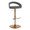 Grotto Upholstered Contemporary Adjustable Barstool in Gold Metal and Grey Faux Leather with Rounded T Footrest — product view