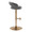 Grotto Upholstered Contemporary Adjustable Barstool in Gold Metal and Grey Faux Leather with Rounded T Footrest — side view
