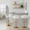 Grotto Upholstered Contemporary Adjustable Barstool in Gold Metal and White Faux Leather with Rounded T Footrest — lifestyle photo 2