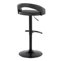 Grotto table in Black Metal, Black PU, back and side view, featuring swivel and adjustable height