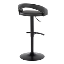 Grotto table in Black Metal, Black PU, back and side view, featuring swivel and adjustable height