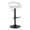 Grotto Upholstered Contemporary Adjustable Barstool in Black Metal and White Faux Leather with Rounded T Footrest — product view